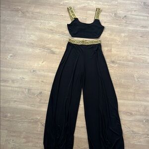 Black palazzo Versace inspo set